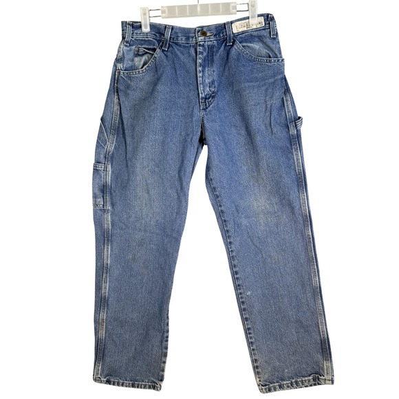 Dickies Jeans Mens 30x30 Blue Carpenter Workwear Hammer Loop Utility Pockets - Picture 1 of 5